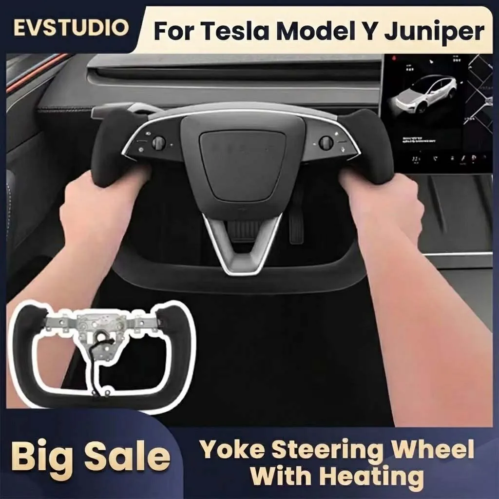

Nappa Leather Steering Wheel for Tesla Model Y Juniper Heat Yoke Handle Steering Wheel Personalized Customized Car Accessories