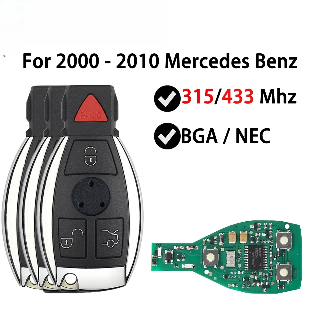 Smart Car Key For 2000 - 2010 2000+ Mercedes Benz A C E S Class Sprinter Viano Vito BGA Chip 3 Buttons 433 315 MHz Fsk