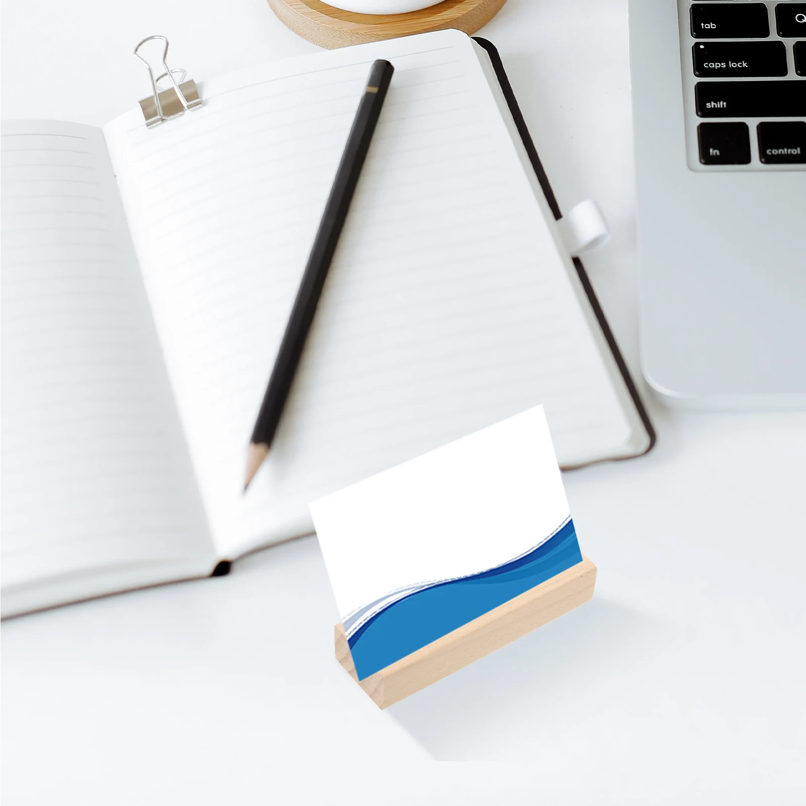 6 Pcs Solid Wood Business Card Holder Office Desktop Stand for Beech Decorative Place