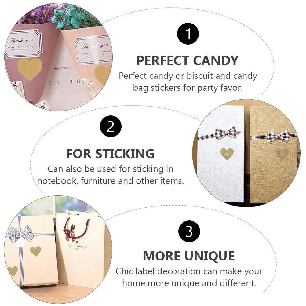 

500 Pcs Blank Heart Sticker Gift Tag Stickers Paper Decorations Valentine's Day
