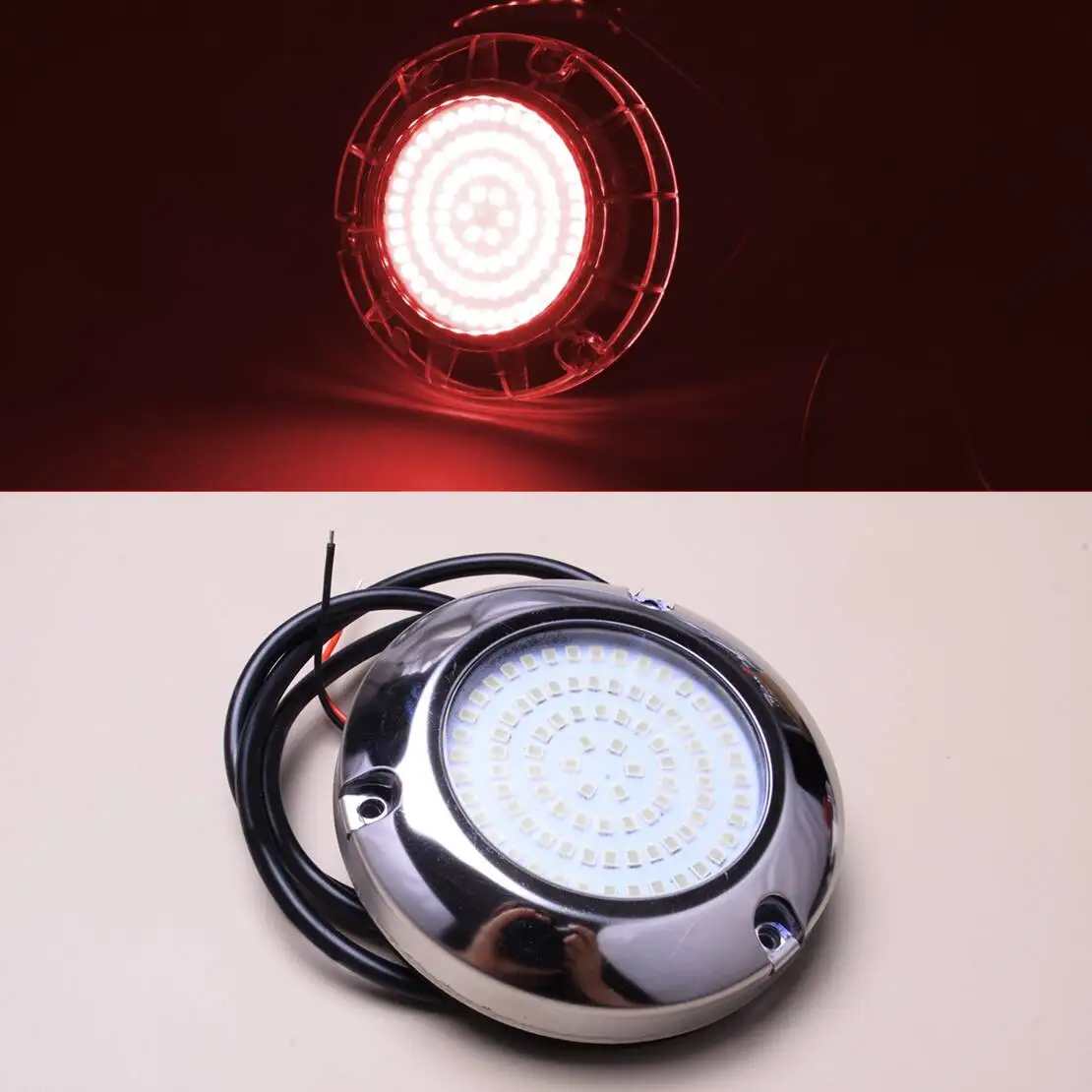 IP68 Stainless Steel Red Light 90LED Underwater Pontoon Marine Boat Camper trailer Caravan RV Transom Light