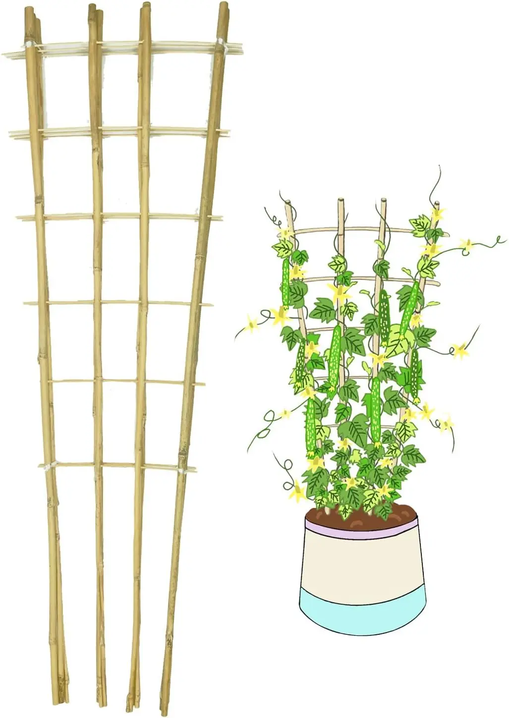 

Натуральные бамбуковые опоры для растений, 4,8 фута, 3 штуки в упаковке, веерообразные подставки для вьющихся растений