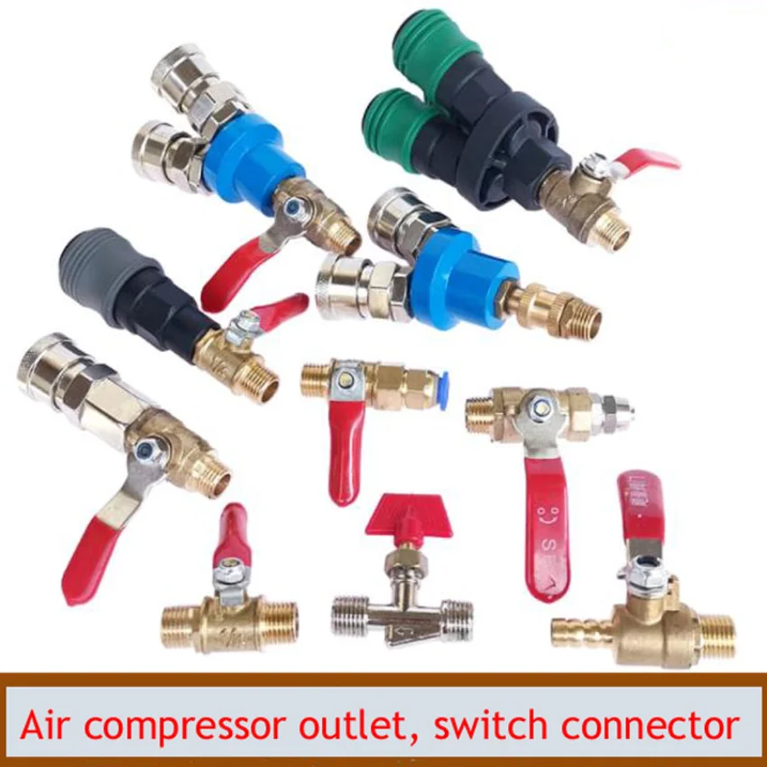 NEW Mute Air Compressor Accessories Outlet ball Valve Switch Quick Connector Three-way Ball Valve Deflation Outlet Switch