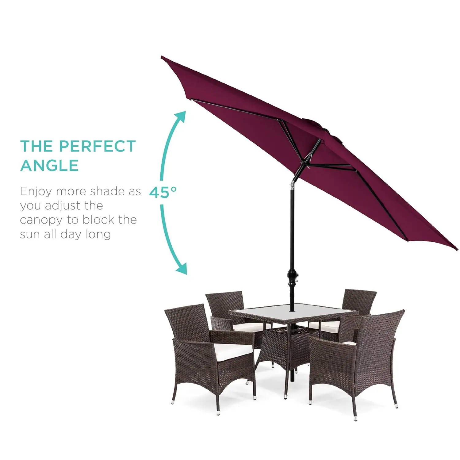 #￥for10ft Outdoor Patio Umbrella Steel Polyester Crank Push Button Tilt Market Table Lawn Garden Burgundy, Customized