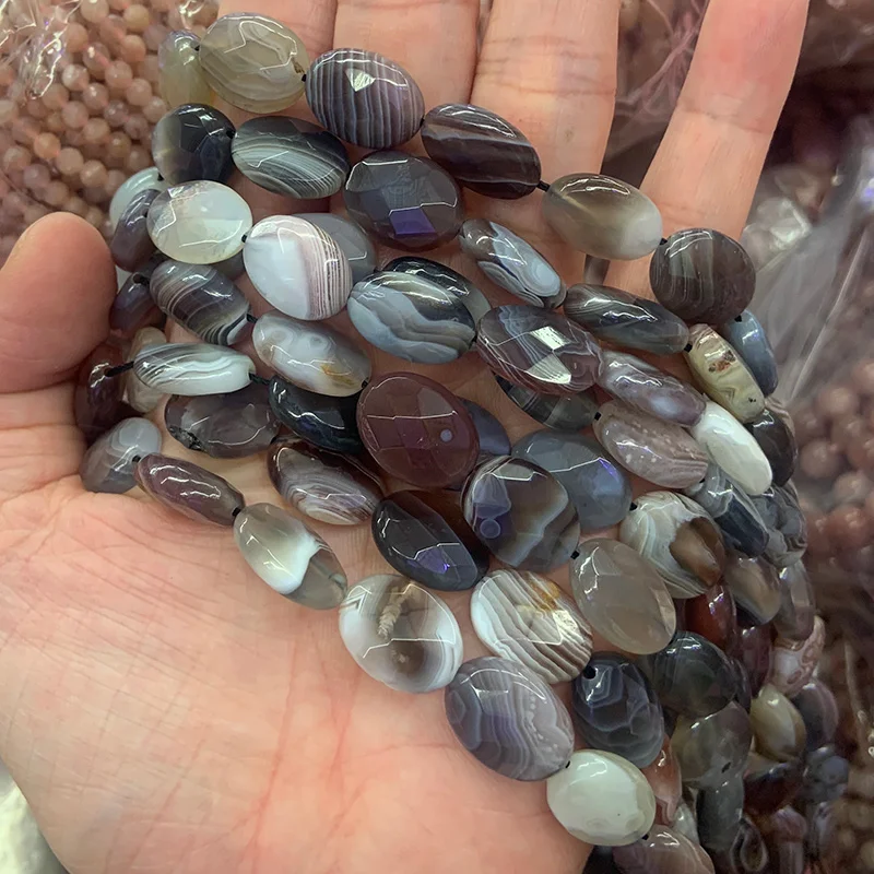 

Natural Botswana Agate Stone Beads Faceted Oval DIY Loose Beads For Jewelry Making Beads Bracelets Necklace For Women Gift