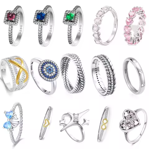 925 Sterling Silver Jewelry Accessories Ring Rings For Women S925 Fashion Pink Stone Heart Gifts Wedding Patry