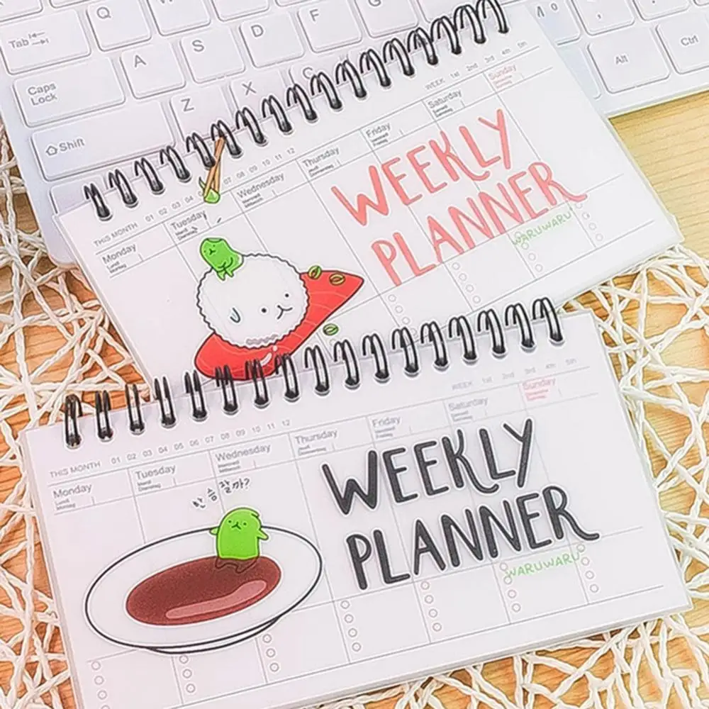 Cute Daily Planner Weekly Day Plan Time Organizer Stuff Notebook Spiral Agenda