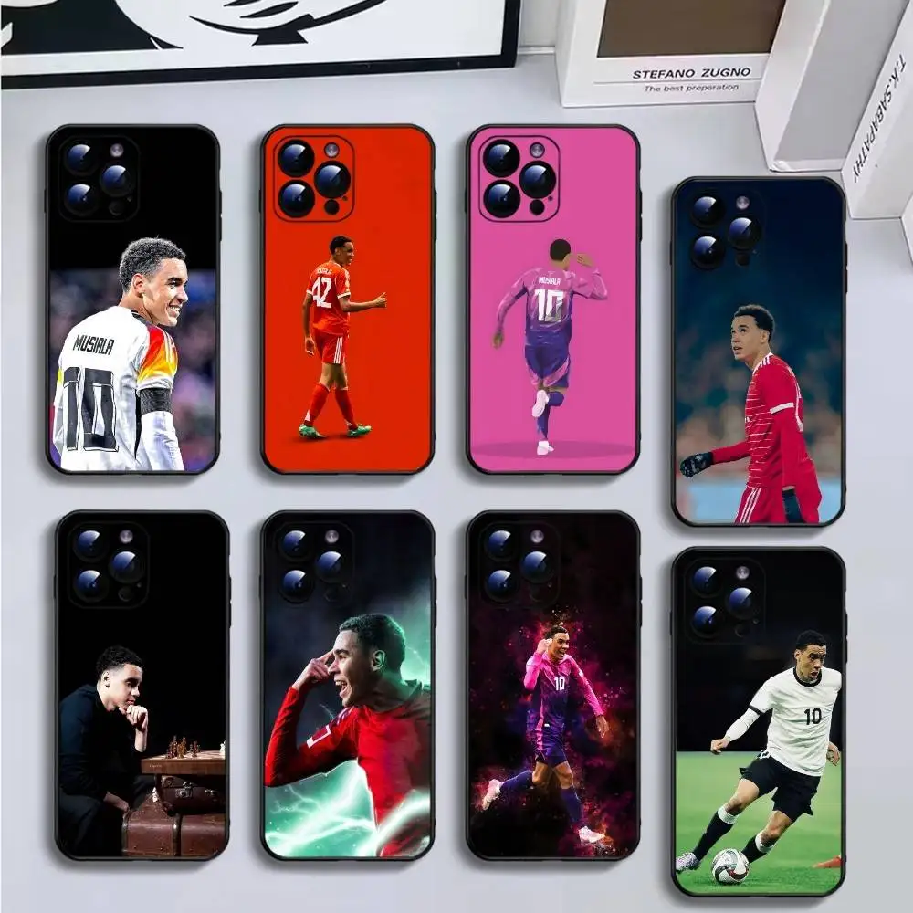 

football Jamal Musiala Phone Case For iPhone16,15,14,13,12,11 Plus,Pro Max,XS,X,XR,SE,Mini,8,7,Soft Black Cover