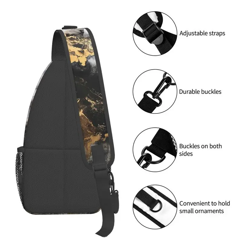 Mochila de mármol con acuarela personalizada para hombre, bandolera de hombro, pecho, ciclismo, Camping, mochila de día