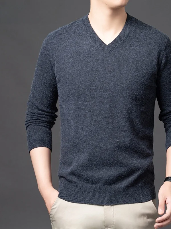 

Extra Large round Ne Men's Sweater Long Sve Loose Casual Knitted Base Layer Faionable plus Size Autumn Winter Clothing