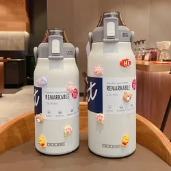 Thermos Water Bottle Stainless Steel Thermal Cup With Lid Straw Sport Gym Cold Tumbler Large Capacity Vacuum Flask 1300ml 1700ml