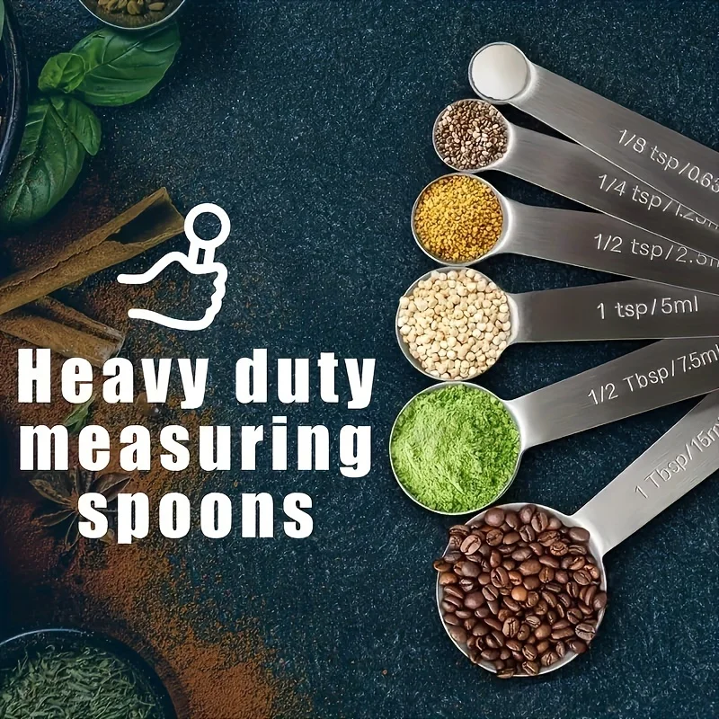 Premium Heavy-Duty Stainless Steel Measuring Spoon and Cup Set with Metric and Imperial Markings, 6pcs Kit, Perfect for Gifting
