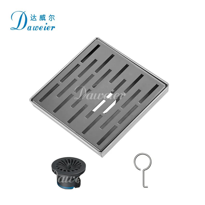 New 150*150*27mm Brushed Nickel Bathroom floor drain High Quality SUS304 Stainless steel shower room Floor drain Rapid drainage