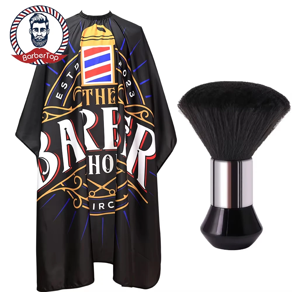 

Barber Haircut Cloth With Brush Hairdresser Apron Hair Cut Cape Hairdress Gown Hairdressing Coat Barbershop Salon Accessory