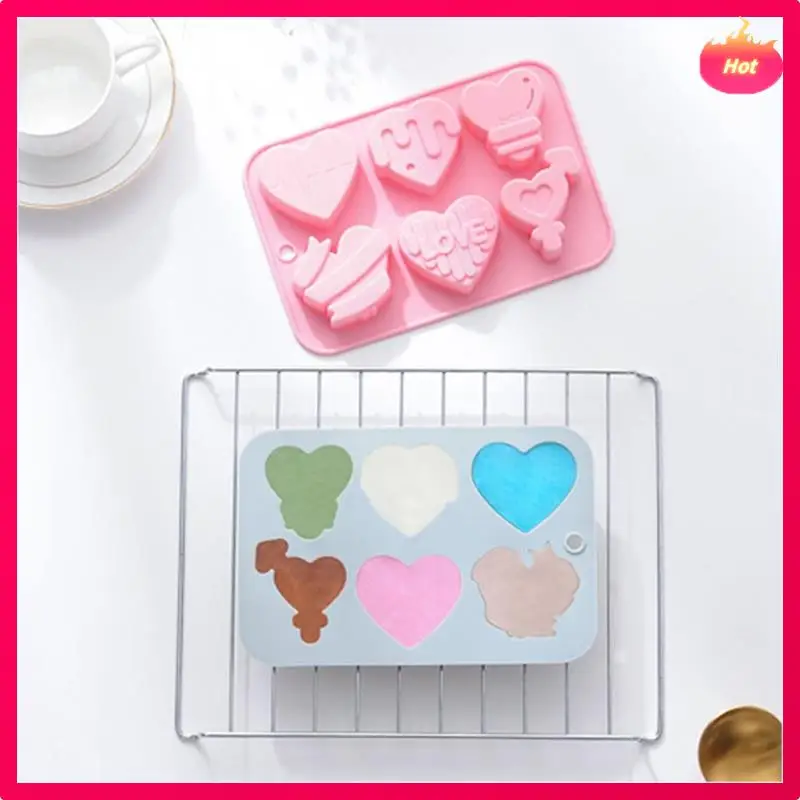 New 5PCS Love Silicone Mold DIY Gypsum Cement Concrete Candle Soap Mold Chocolate Candy Biscuit Baking Tool Valentine's Day Dura
