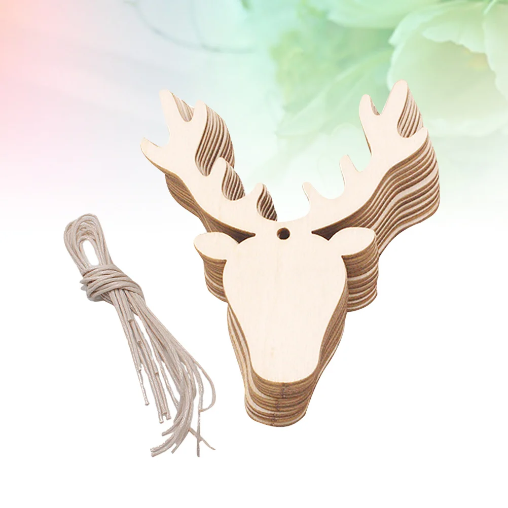 

10Pcs Wooden Deer Head Xmas Ornaments Unfinished Wood Crafts DIY Hanging Decor Christmas Wooden Decoration Party Home