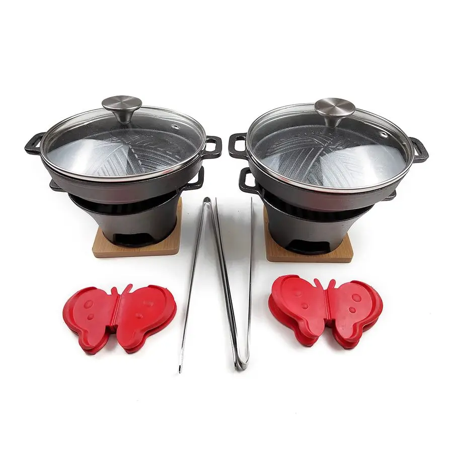 

Yakiniku Plate Cast Iron with Glass Lid mini stove set of 2