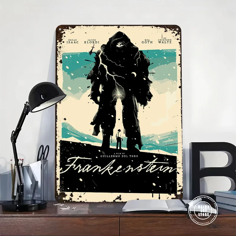 Frankenstein Movie Printed Poster Customized Wall Art Retro Vintage Metal Tin Signs for Home Gaming Room Decoration Cozy House