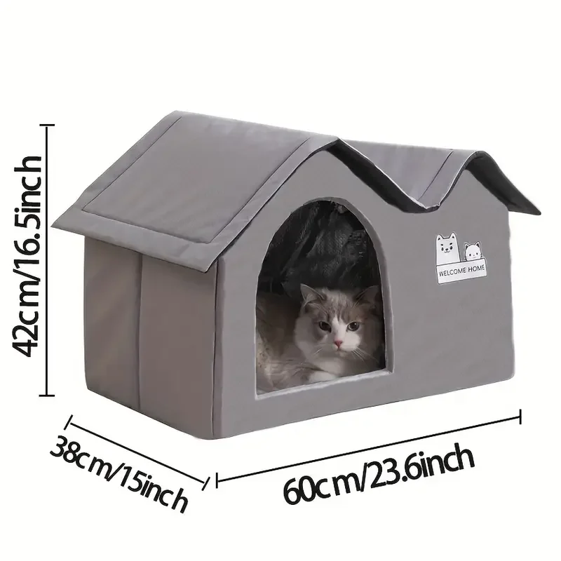 Removable Soft Cozy Weatherproof Cat House with door Safe Outdoor Shelter for Feral Cats Under 11.02LB