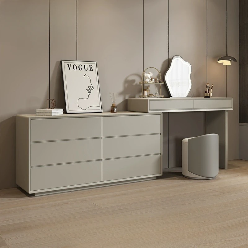 Bed end bucket cabinet, dressing table integrated cabinet, retractable bedroom, minimalist modern solid wood paint