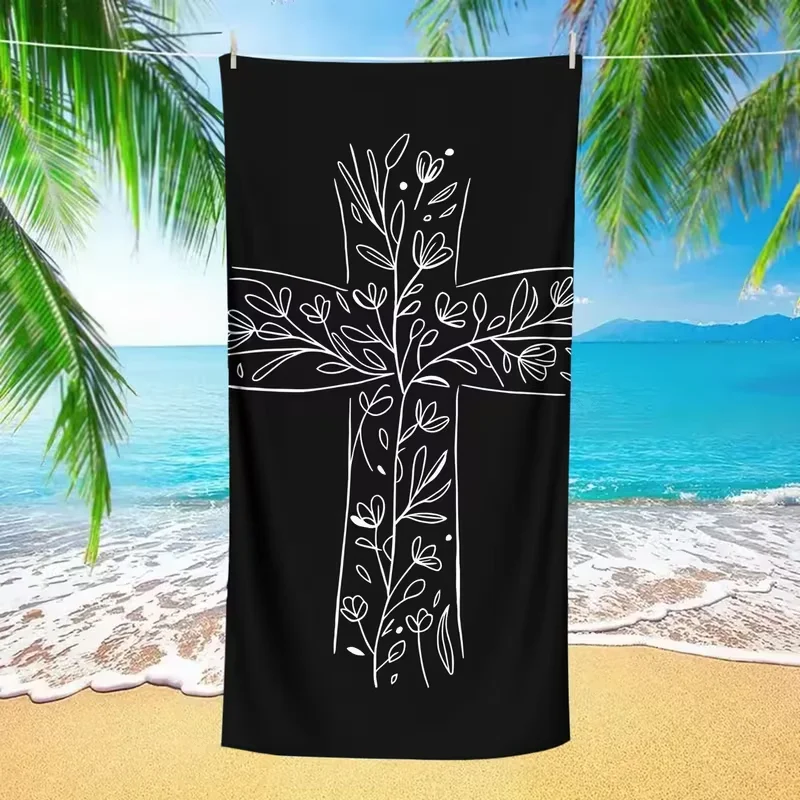 Pink Glitter Leopard Cross Print Beach Towel Quick Dry Soft Absorbent Sand Free Bath Towel for Women Girl Summer Pool Gym Travel