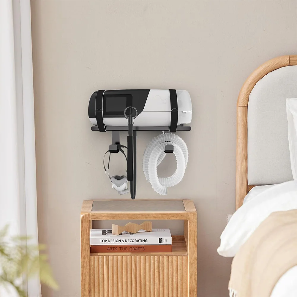 Cpap Wall Mount Shelf for AirSense 10/11 Adjustable Angle Cpap Hose Hanger & Mask Hook, Avoids Hose Tangle, Cpap Stand Bedside