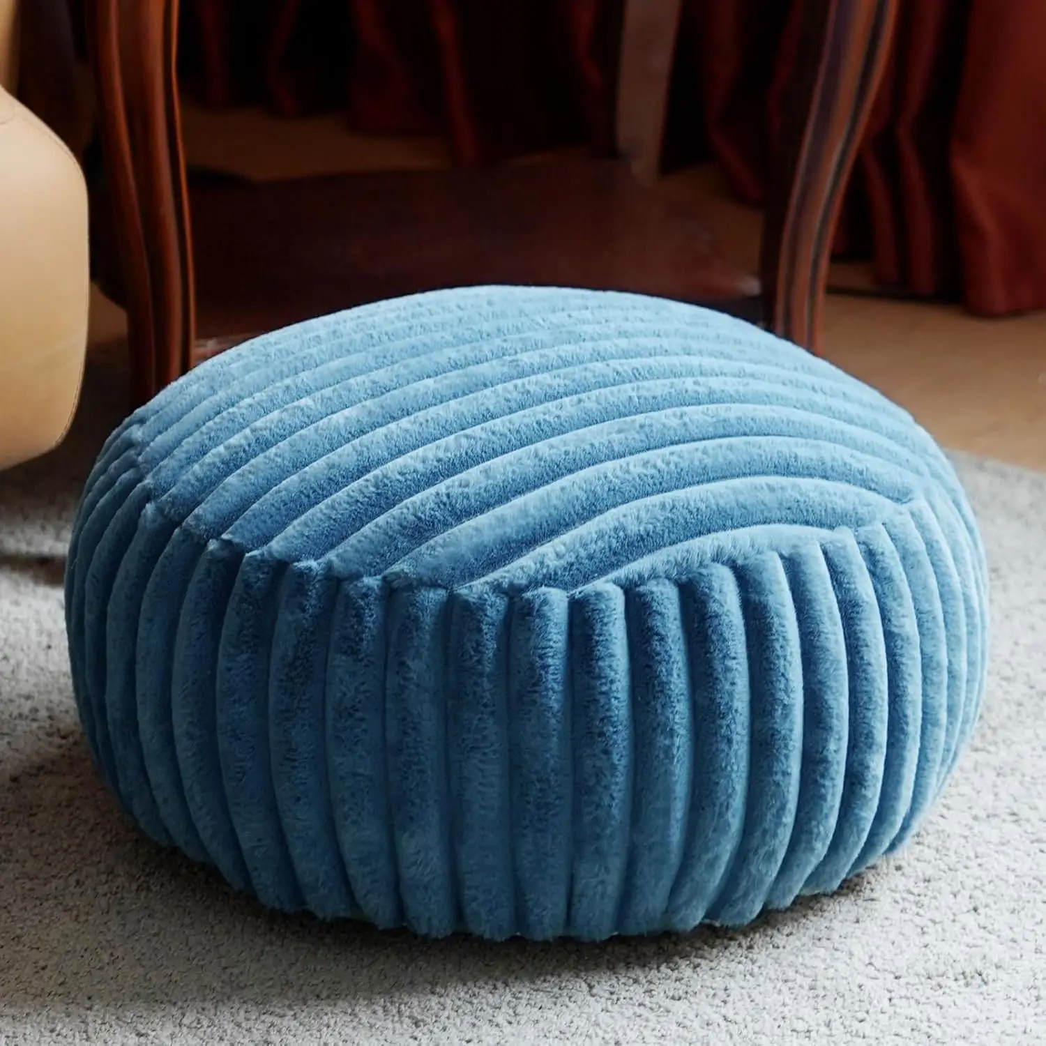 

Unstuffed Pouf Ottoman Cover Soft Storage Extra Seat Farmhouse Comfortable Bohemian Poufs Accent Footrest 20X20X8 Hes For