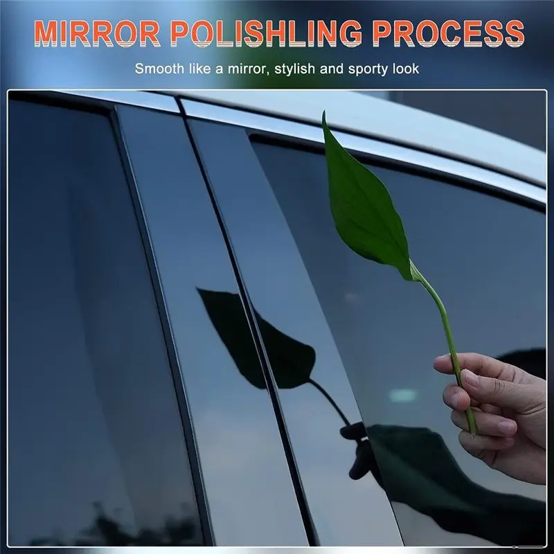 A22E-Car Pillar Posts Door Window Trim Moldings Anti Scratch Sticker For Cadillac Escalade 2007-2014 Replacement Parts Glossy Bl