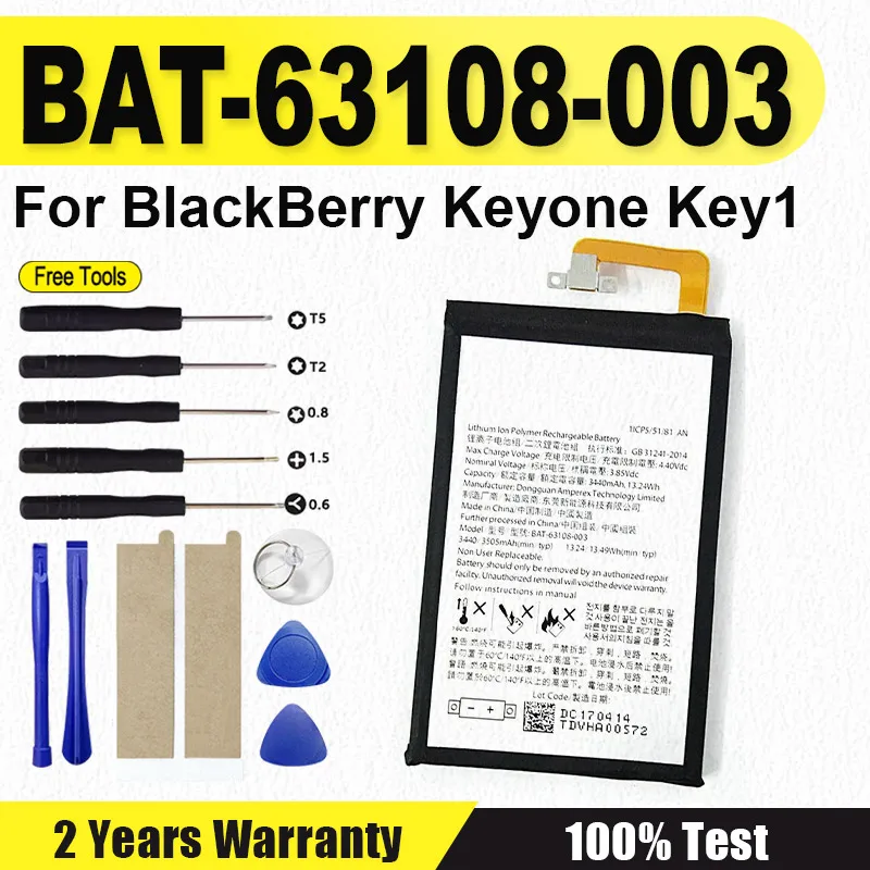 Replacement Battery 3440mAh BAT-63108-003 For BlackBerry Keyone Key1 Batteries+Tools