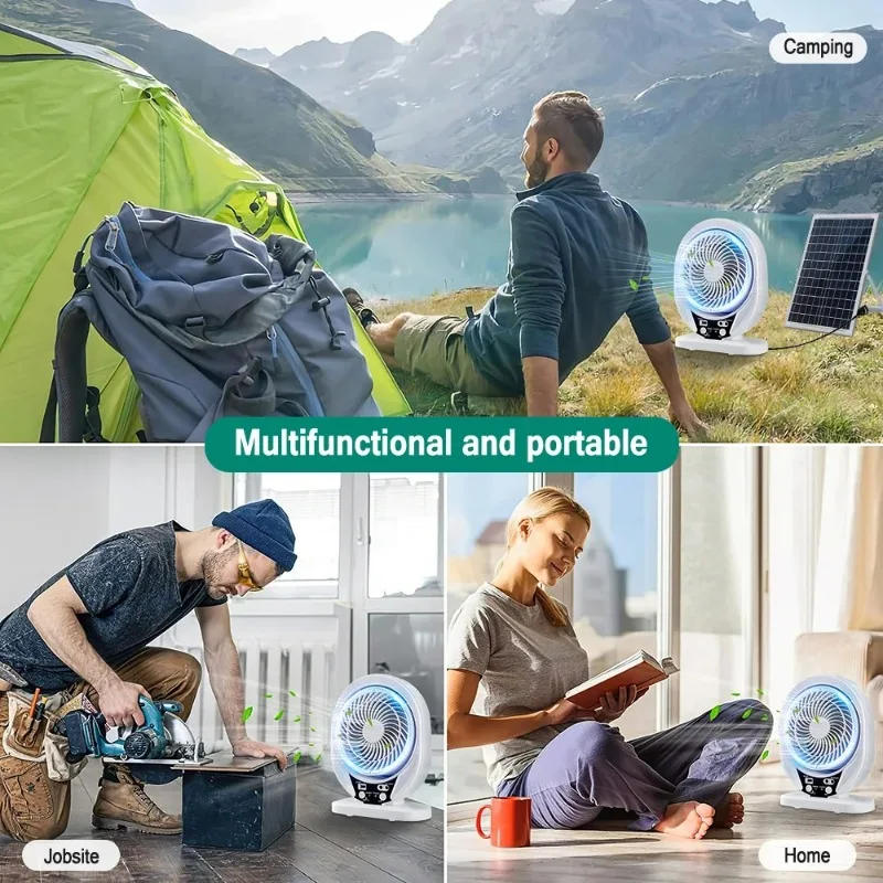 Imagem -06 - Multi Funcional Solar Fan Light Usb Phone Carregamento com Painel Solar e Lâmpada Led Iluminação ao ar Livre Pesca Caminhadas Viagem Camping