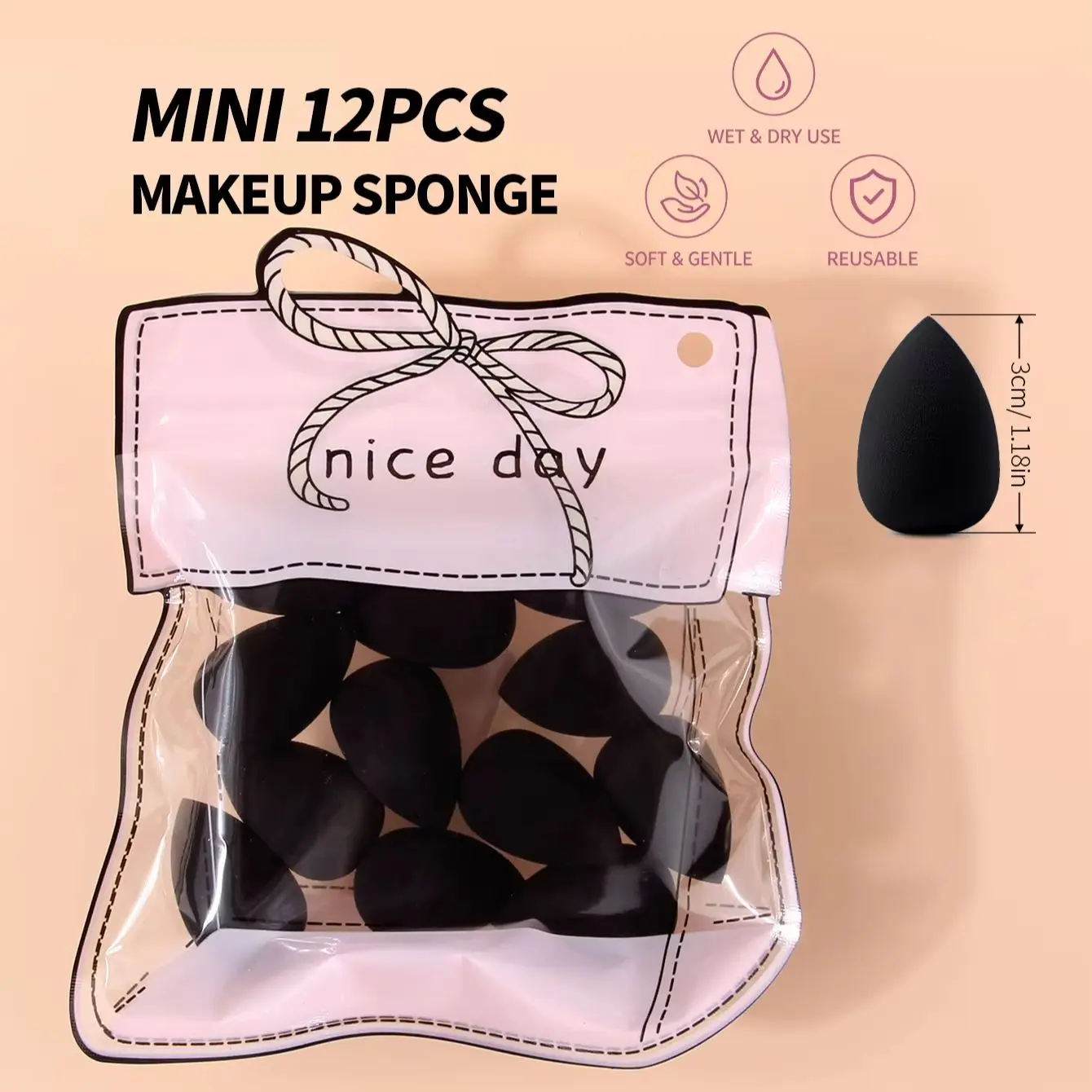 Makeup Sponge 12Pcs Set Latex Free Wet & Dry Dual Use For Foundation Concealer Blending Facial Cosmetic Beauty Makeup Accessorie