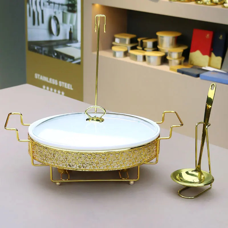 Buffet Catering Chafing Dishes Ceramic Heater Food Warmer Chaffing Plated With Hangable