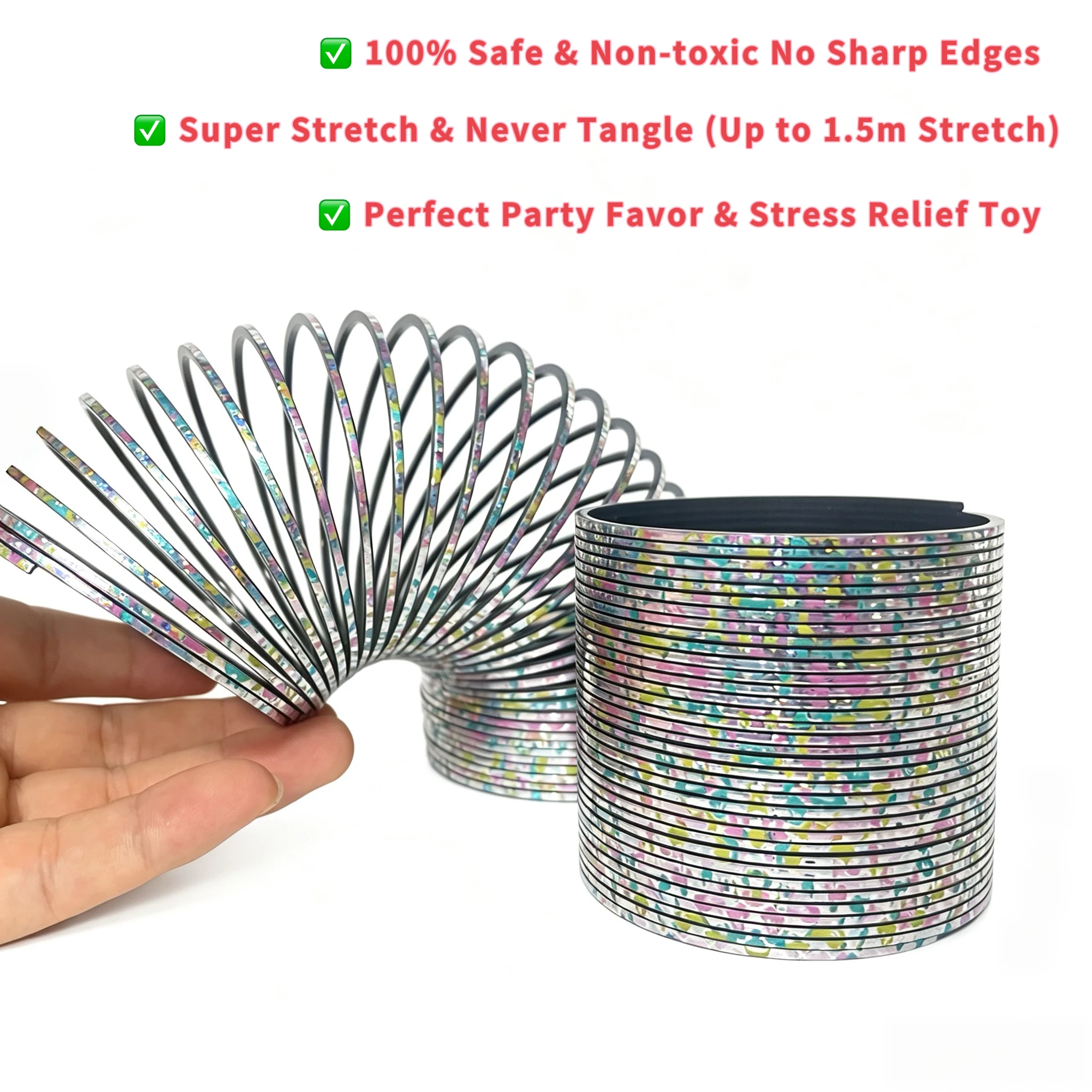 Rainbow Magic Spring Toy 2.95inch Plastic Coil Spring Fidget Stress Relief Toy for Kids Birthday Party Favors, Classroom Rewards