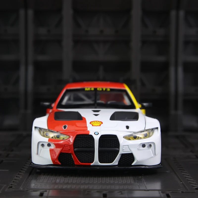 

CCA 1:24 BMW M4 GT3 Shell Co брендовая модель автомобиля из сплава, раллийный автомобиль, детские звуковые и световые игрушки, коллекция подарочных орнаментов