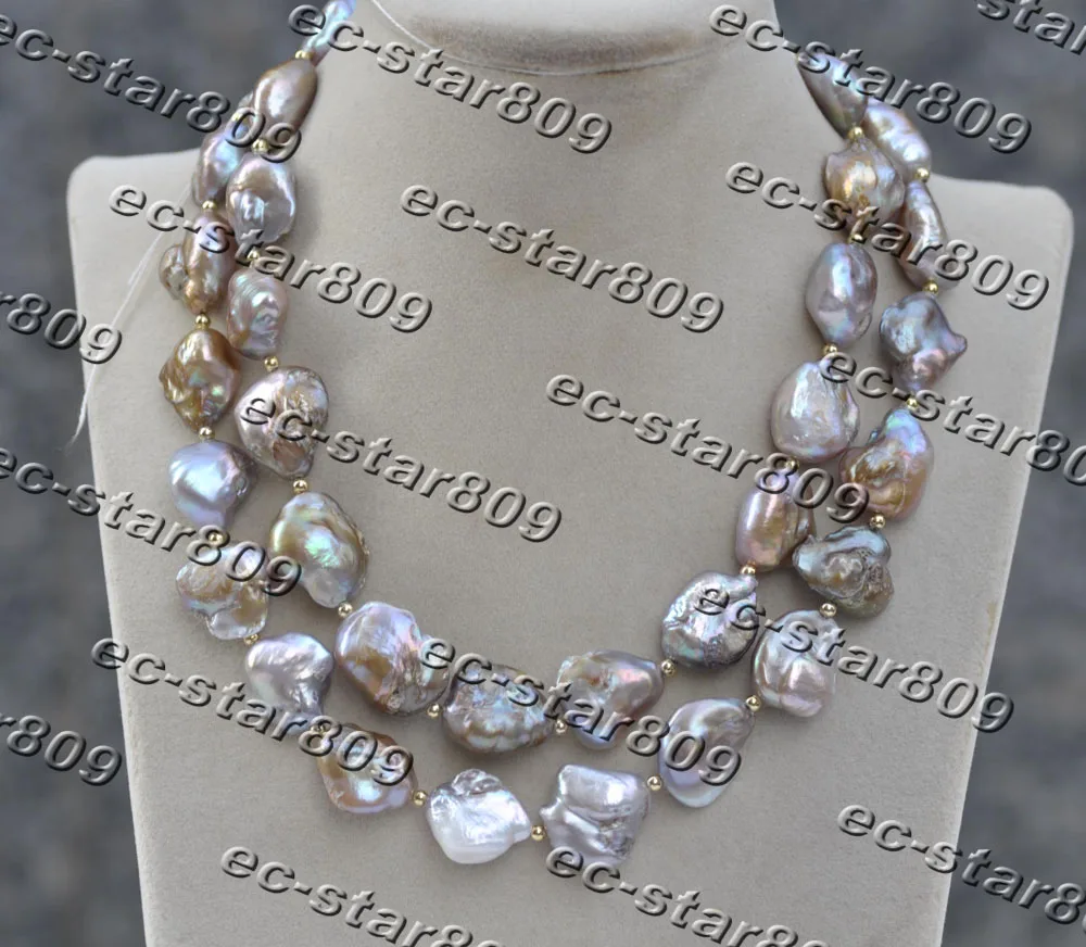 

Z11546 34" 20mm Lavender Baroque Keshi Reborn Pearl Necklace