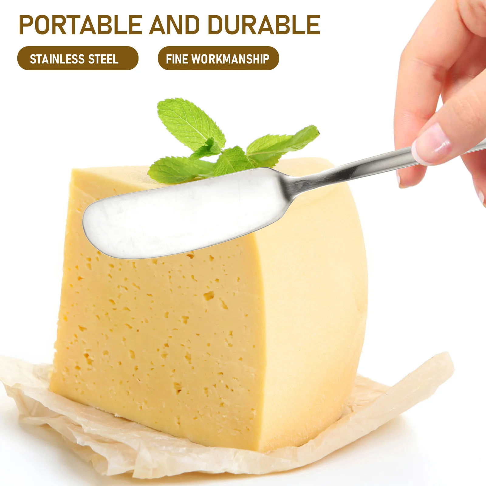 

1 set Cheese Knife Set Stainless Steel Smooth Blades Easy Cut Butter Cake Cream Dessert Coffee Ice Cream Appetizers Kitchen