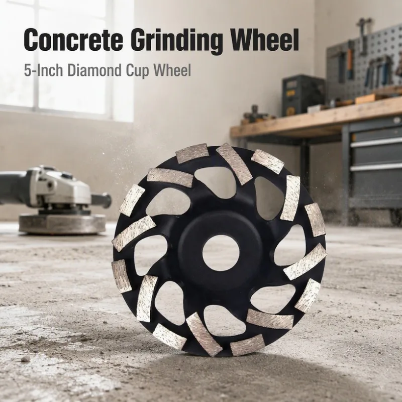 5 Inch Concrete Grinding Wheels 7/8 Inch Arbor Grinding Cup Wheel with Diamond Segments for Paint Epoxy Coating Removal, Black