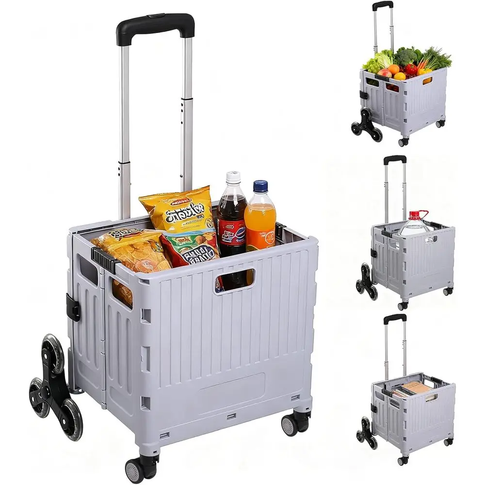 롤링 카트 또는 교사용 카트, 텔레스코픽 손잡이가 있는 롤링 상자, 계단 오르기용 바퀴가 달린 접이식 유틸리티 카트, 접이식 쇼핑 카트