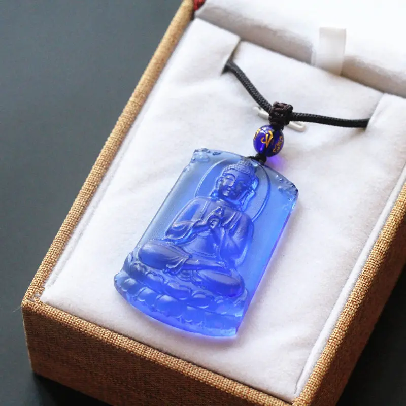 

Sakyamuni Buddha Pendant Glazed Portable Buddha Pendant Zodiac Guardian Necklace for Sheep and Monkey Signs Gifts
