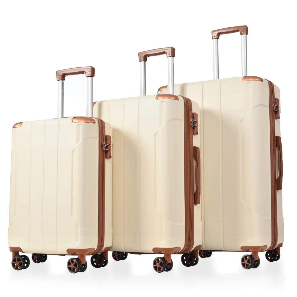 

3pcs Expandable ABS Luggage Set Hardshell Travel Suitcase Double Spinner Wheels TSA Lock 20 24 28 Inch