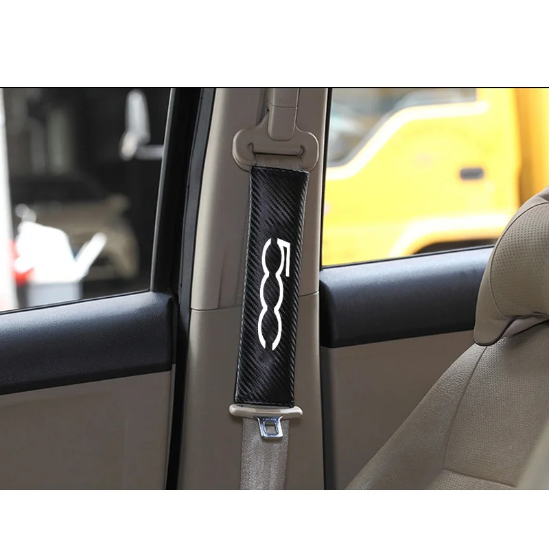 

for Fiat 500 car seat belt Cover Shoulders fibers leather texture relieve fatigue 2pcs a lot