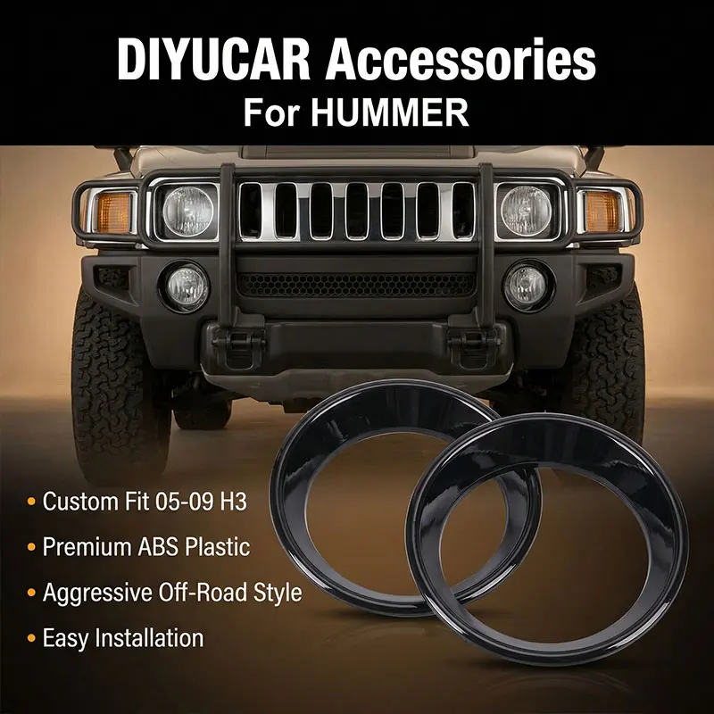 

Front Fog Light Cover Trim Ring For Hummer H3 2005-2009 ABS Bright Black Frame Trim Exterior Accessories