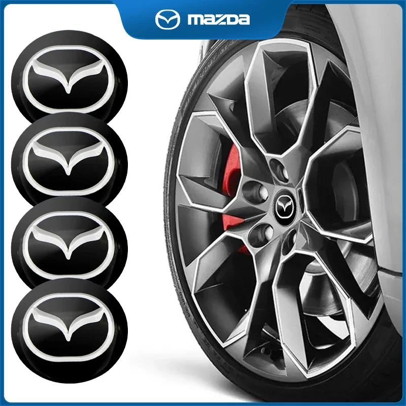 4 pçs 56mm centro da roda automática hub caps capa aro adesivo emblema para mazda axela 2 3 5 6 CX-5 cx 7 CX-9 MX-5 decoração estilo do carro