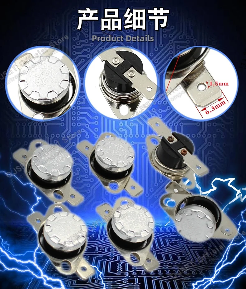 1 Stück KSD301 10A 250V 40-300 Grad Normalerweise Geschlossener Normalerweise Offener Temperaturregelschalter Thermostat 45 ℃ 80 ℃ 85 ℃ 95 ℃ 100 ℃ 180 ℃ – Detail 6