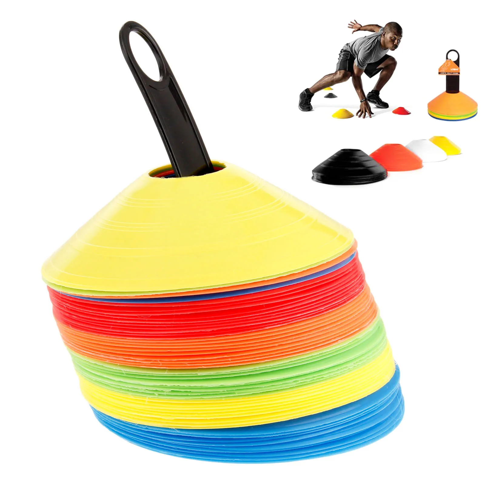 

50PCS Soccer Distance Space Marker Cones Rugby Football Speed Training Obstacles Equipment Marking Coaching Training Cone Mark