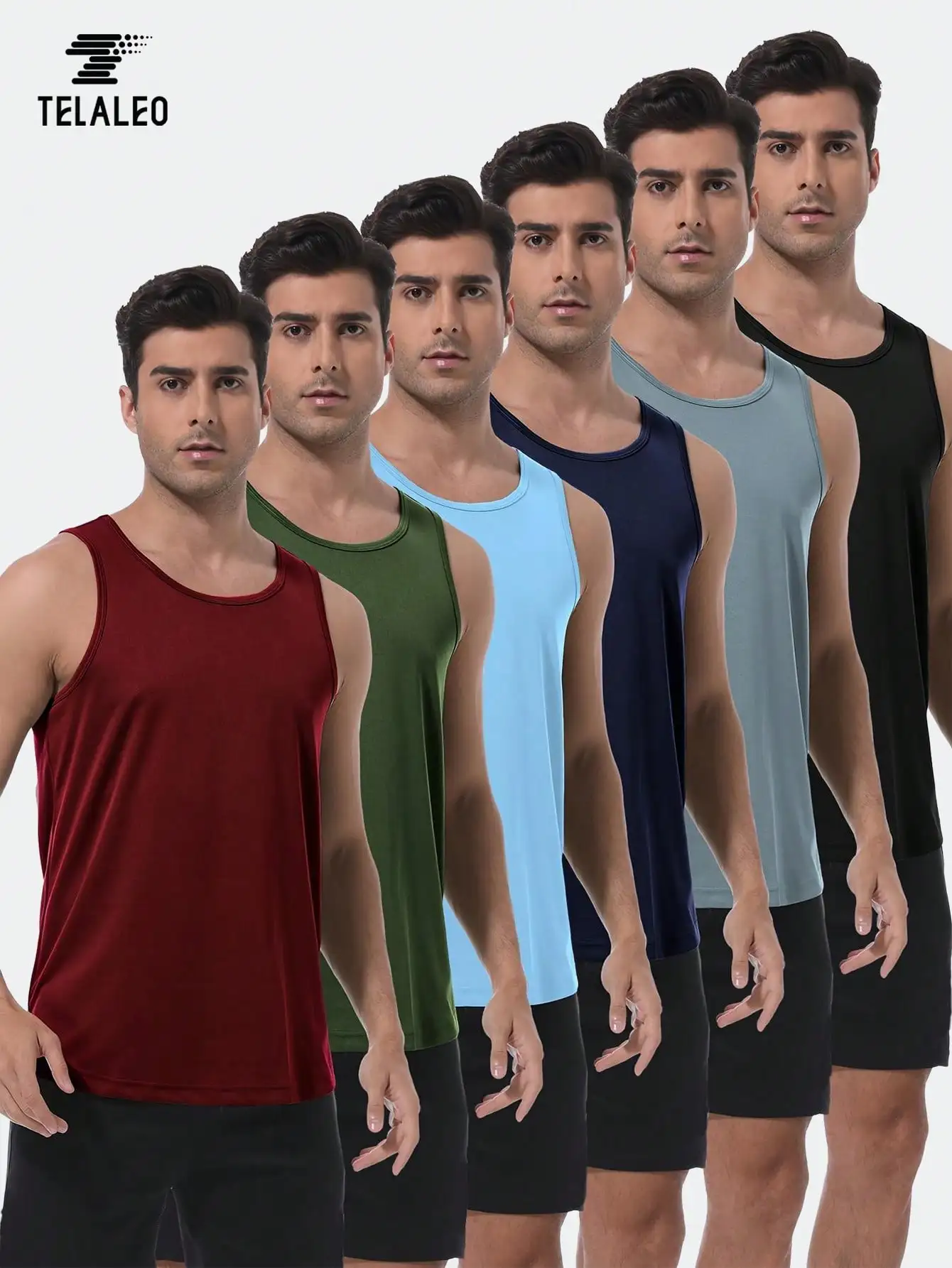 

6-Pack Men's Quick-Dry Breathable Sleeveless Tank Tops for Gym & Active Wear