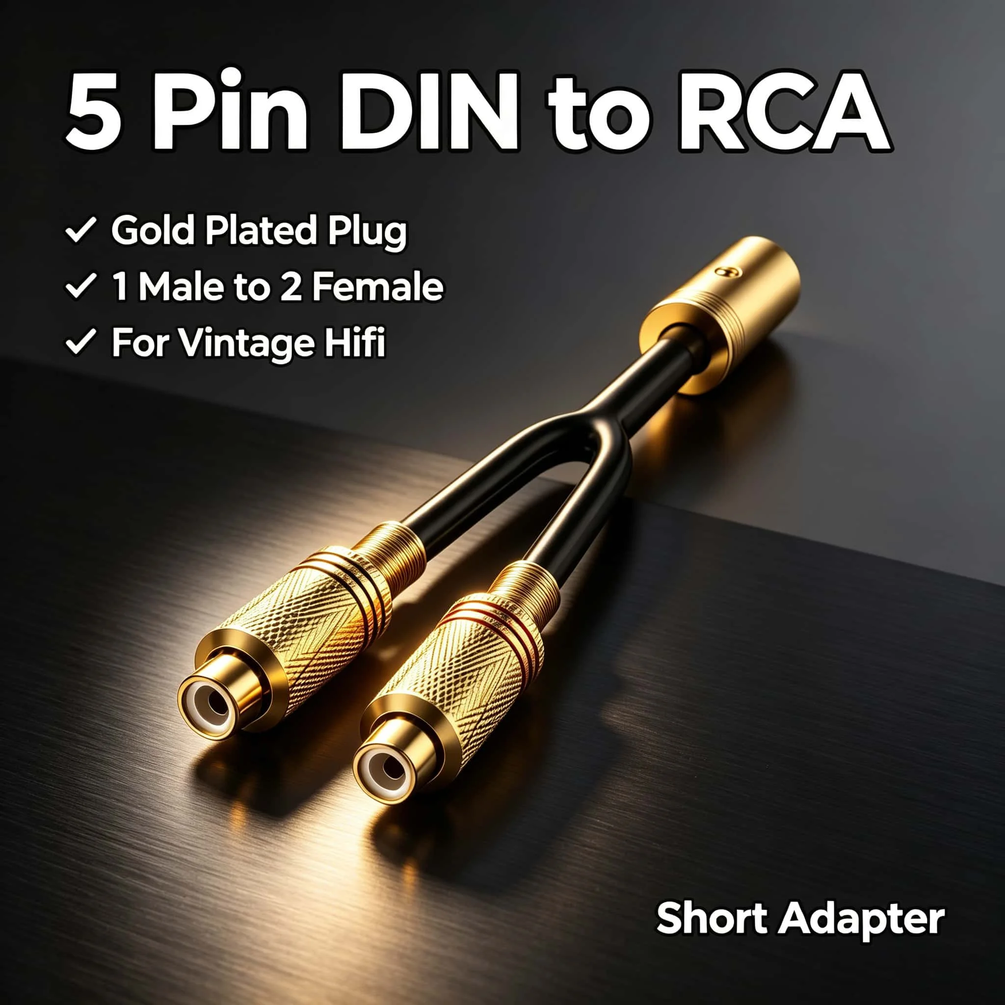 5 Pin DIN Male to 2 RCA Female Gold Plated Phono Adapter Cable HiFi for Turntable Tonearm Vintage Naim Quad B&O