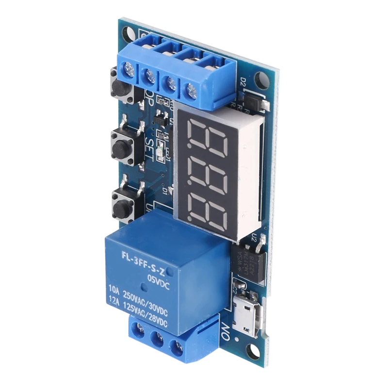 Hot-2X HW-521 penundaan waktu Digital 1 cara modul kontrol waktu papan sirkuit sakelar Delay Timer siklus pemicu Relay