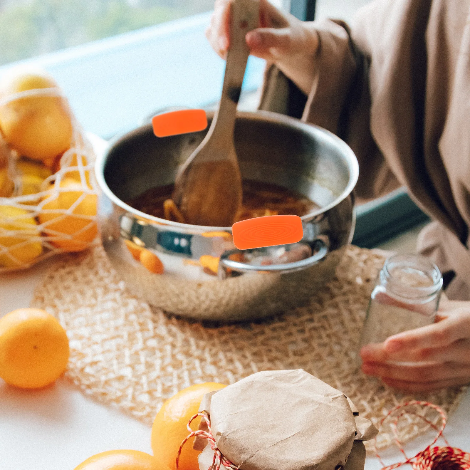 

Silicone Pot H Cover Non slip Heat resistant Anti scald Grips Universal Panh Sleeve Fits Wok Soup Pot Saucepan Kitchen