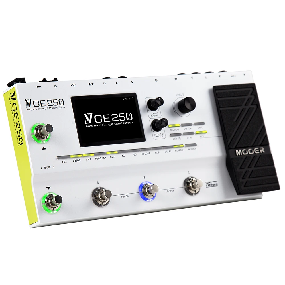 MOOER GE250 Multi-Effects Guitar Pedal 70 AMP Models 180 Effect Types 70s Looper 32 IR Digital AMP Modelling Guitar Effect Pedal